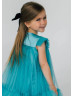 Turquoise Tulle Empire Waist Flower Girl Dress
